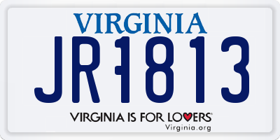 VA license plate JR1813