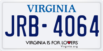 VA license plate JRB4064