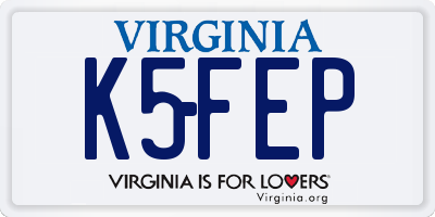VA license plate K5FEP