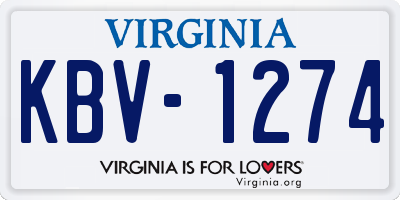 VA license plate KBV1274