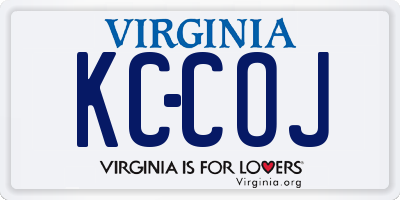 VA license plate KCCOJ