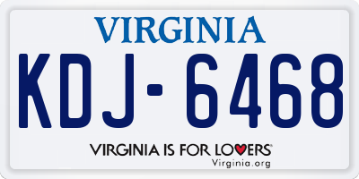 VA license plate KDJ6468