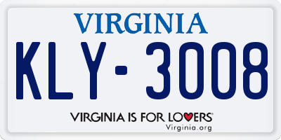 VA license plate KLY3008