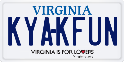 VA license plate KYAKFUN