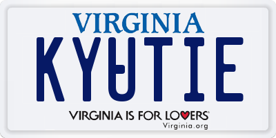 VA license plate KYUTIE