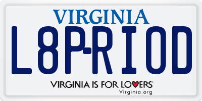 VA license plate L8PRIOD