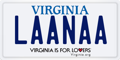 VA license plate LAANAA