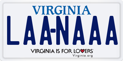 VA license plate LAANAAA