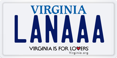 VA license plate LANAAA