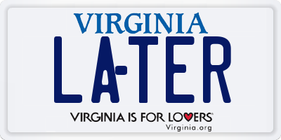 VA license plate LATER