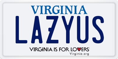 VA license plate LAZYUS