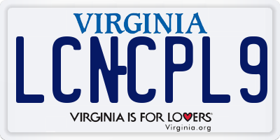 VA license plate LCNCPL9