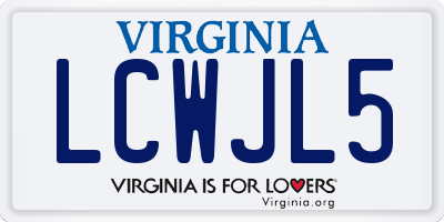 VA license plate LCWJL5