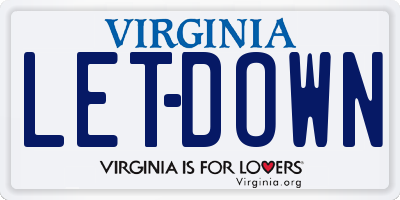 VA license plate LETDOWN