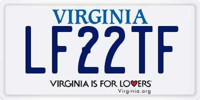 VA license plate LF22TF