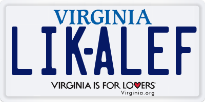 VA license plate LIKALEF