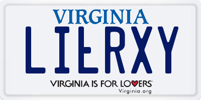 VA license plate LILRXY