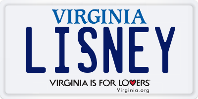 VA license plate LISNEY