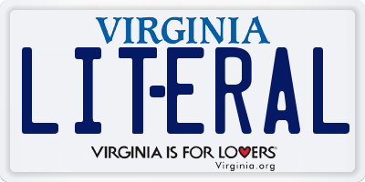 VA license plate LITERAL