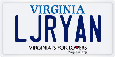 VA license plate LJRYAN