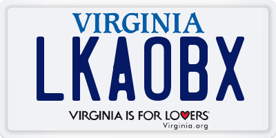 VA license plate LKAOBX