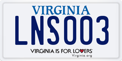 VA license plate LNS003