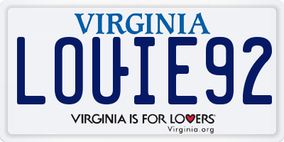 VA license plate LOUIE92