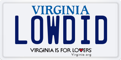 VA license plate LOWDID