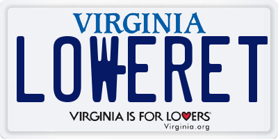 VA license plate LOWERET