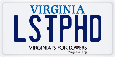 VA license plate LSTPHD