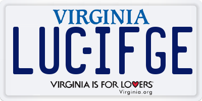 VA license plate LUCIFGE