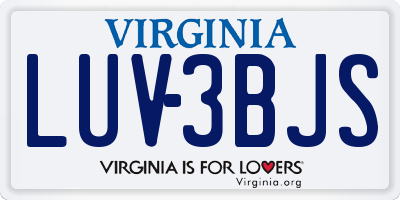 VA license plate LUV3BJS