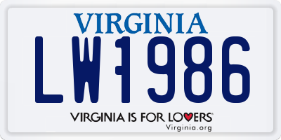 VA license plate LW1986