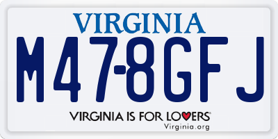 VA license plate M478GFJ