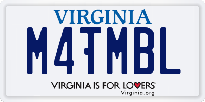 VA license plate M4TMBL