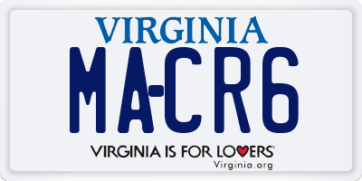 VA license plate MACR6