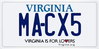 VA license plate MACX5