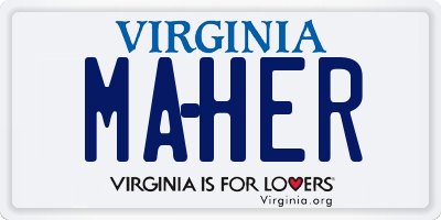 VA license plate MAHER