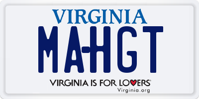 VA license plate MAHGT