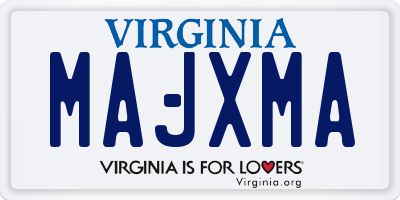 VA license plate MAJXMA