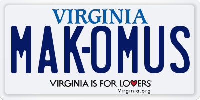 VA license plate MAKOMUS