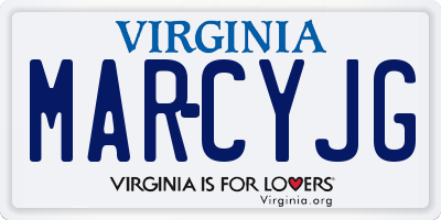 VA license plate MARCYJG