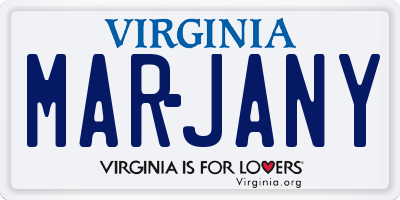 VA license plate MARJANY