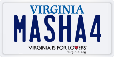 VA license plate MASHA4