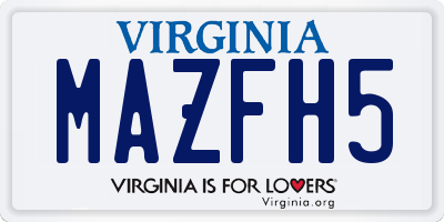 VA license plate MAZFH5