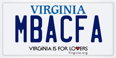 VA license plate MBACFA