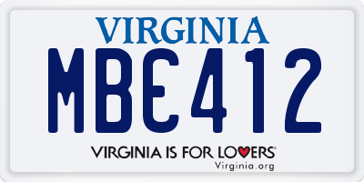 VA license plate MBC412