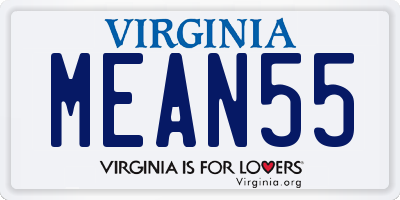 VA license plate MEAN55