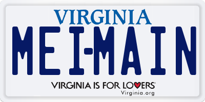 VA license plate MEIMAIN