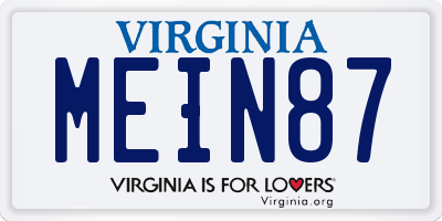 VA license plate MEIN87